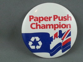 Vintage Canadian Political Pin - BC Paper Push Champion - Celluloid Pin - £11.94 GBP