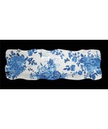 Shabby Chic Blue White Scalloped Fluted Edge Rectangle THICK Melamine Tr... - $46.63 CAD