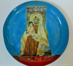 &quot;Madonna and Child&quot; Handmade Decorative Metal  Plate. Mixed Technique. Signed - £28.54 GBP