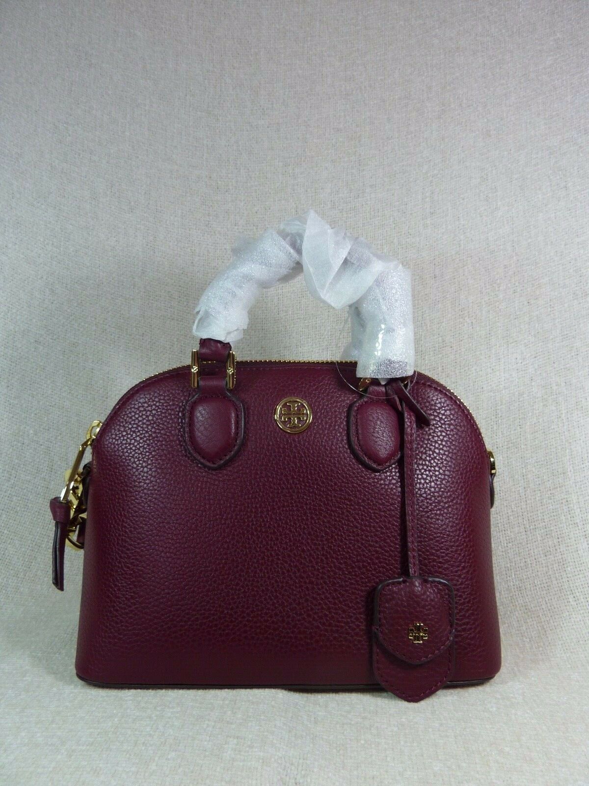 Primary image for Tory Burch Burgundy Leather Mini Robinson Dome Cross Body Bag/Tote  - $395