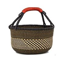 Large Navy Green Market Basket, Shopping / Beach Bag Handmade in Ghana b... - £38.79 GBP