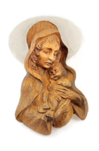 Madonna with child wall hanging Mary and baby Jesus religious faux wood decor - £40.16 GBP