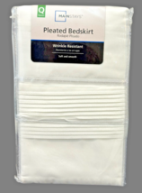 Mainstays Wrinkle Resistant Bedskirt Queen 60" x 80" x 14" Drop White Pl... - $15.84