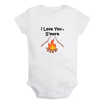 I Love You S&#39;more Bonfire Marshmallows Funny Romper Baby Bodysuit Newborn Outfit - £8.36 GBP