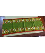 Vintage Woven Tapestry Christmas Tablerunner Mid Century 39x16 Angels Ca... - $37.18