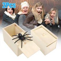 2X Wooden Prank Spider Scare Box Hidden in Case Trick Play Joke Scarebox... - £14.91 GBP