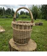 Tall Wicker Basket – Narrow Rustic Willow Basket with Handle – Handmade - $186.52 CAD