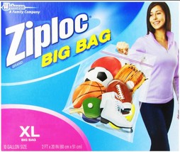 1 BiG BAG ZIPLOC XL 10 GALLON plastic 24&quot;x20 eXtra Large storage clothes... - $18.95