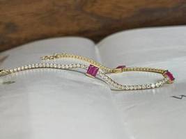 7.20 Ct Simulated  Ruby Diamond Wedding Necklace Earrings925 Silver Gold Plated - £194.06 GBP