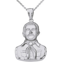 Sterling Silver Diamond-Cut Jesús Malverde Sinaloa Narco-Saint Pendant Necklace - £69.00 GBP+