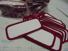 50 Count Printable Embroidery Name Patch Blank White/Red Border Iron/Sew On - $25.26