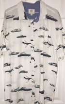 Mens Ecko Unltd Button Up S/S Shirt Size XL White Planes Boats Cars - £14.12 GBP