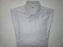 John W Nordstrom Pointed Tailor Stripe Mixed Texture Men Dress Shirt Gray 16|34 - £28.79 GBP
