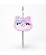 Claire’s Pom Pom Plush Kitty Mini Keychain Pen - Purple Glitter - £7.96 GBP