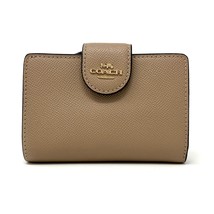 Coach Medium Corner Zip Wallet in Taupe Leather Style 6390 New With Tags - £85.46 GBP