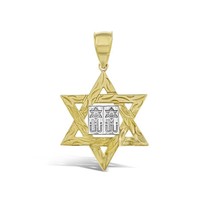 Star of David Torah Pendant 14k Gold Charm 1.3&quot; - £177.26 GBP