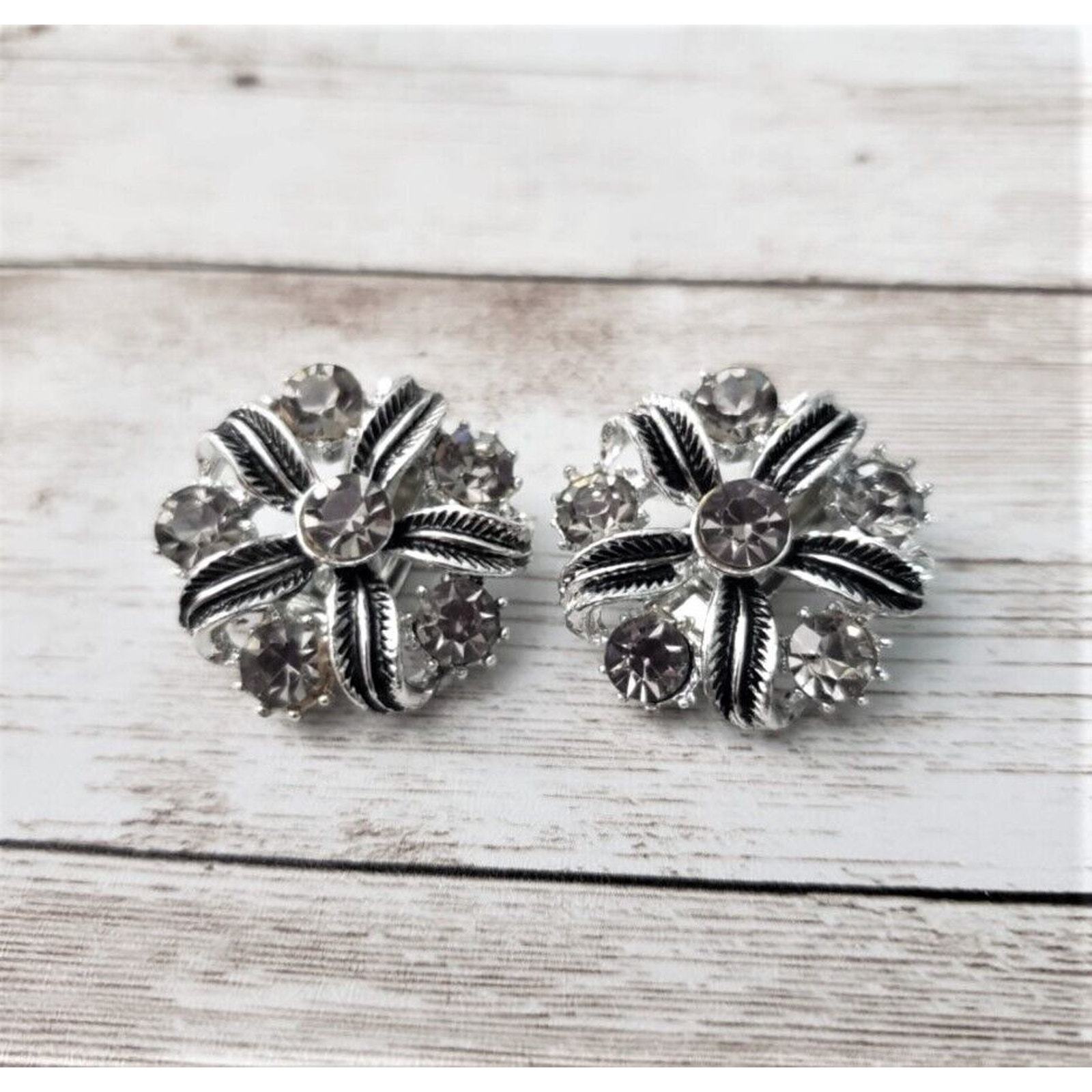 Vintage Elizabeth Morrey Clip On Earrings - Stunning Silver Tone Statement - $24.99