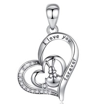 Real 925 Sterling Silver Cute Easter Bu Necklace I love you forever Clean CZ Pen - £29.13 GBP