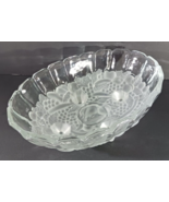 Vintage Indiana Glass Clear FROSTED Oval Glass HARVEST FRUIT BOWL 8&quot;x12&quot; - $23.74