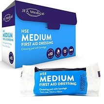 Medical HSE Sterile First Aid Wound Dressing Pad with Bandage 12cm x 12cm - €8,88 EUR