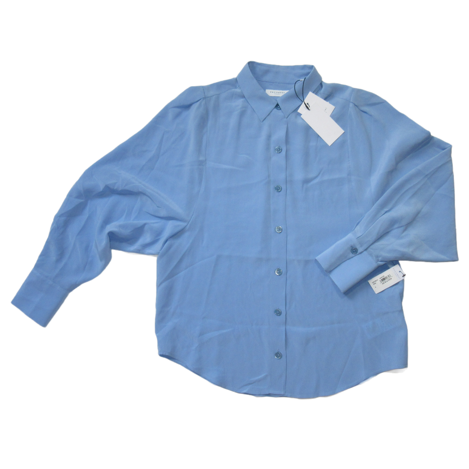 Primary image for NWT Equipment Shanton Silk Blouse in Della Robbia Blue Button Down Shirt S