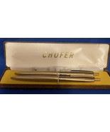 Vintage Chofer Ink Pen Set in Case - Gold Tone - Collectable - Wood Look... - $11.75