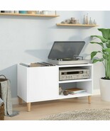 vidaXL Record Cabinet White Engineered wood, solid eucalyptus wood Medium - $330.06 CAD