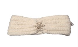 Charter Club Head Warmer Womens One Size Ivory Crystal Snowflake Brooch Holiday - £11.76 GBP