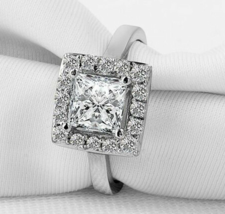 1.20Ct Princess Cut VVS1 Simulated Diamond Engagement Ring 14K White Gold Plated - $82.27