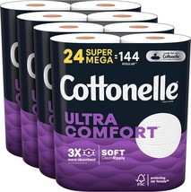 Cottonelle Ultra Comfort Toilet Paper, Strong Toilet Tissue, 24 Super Mega Rolls - £55.94 GBP