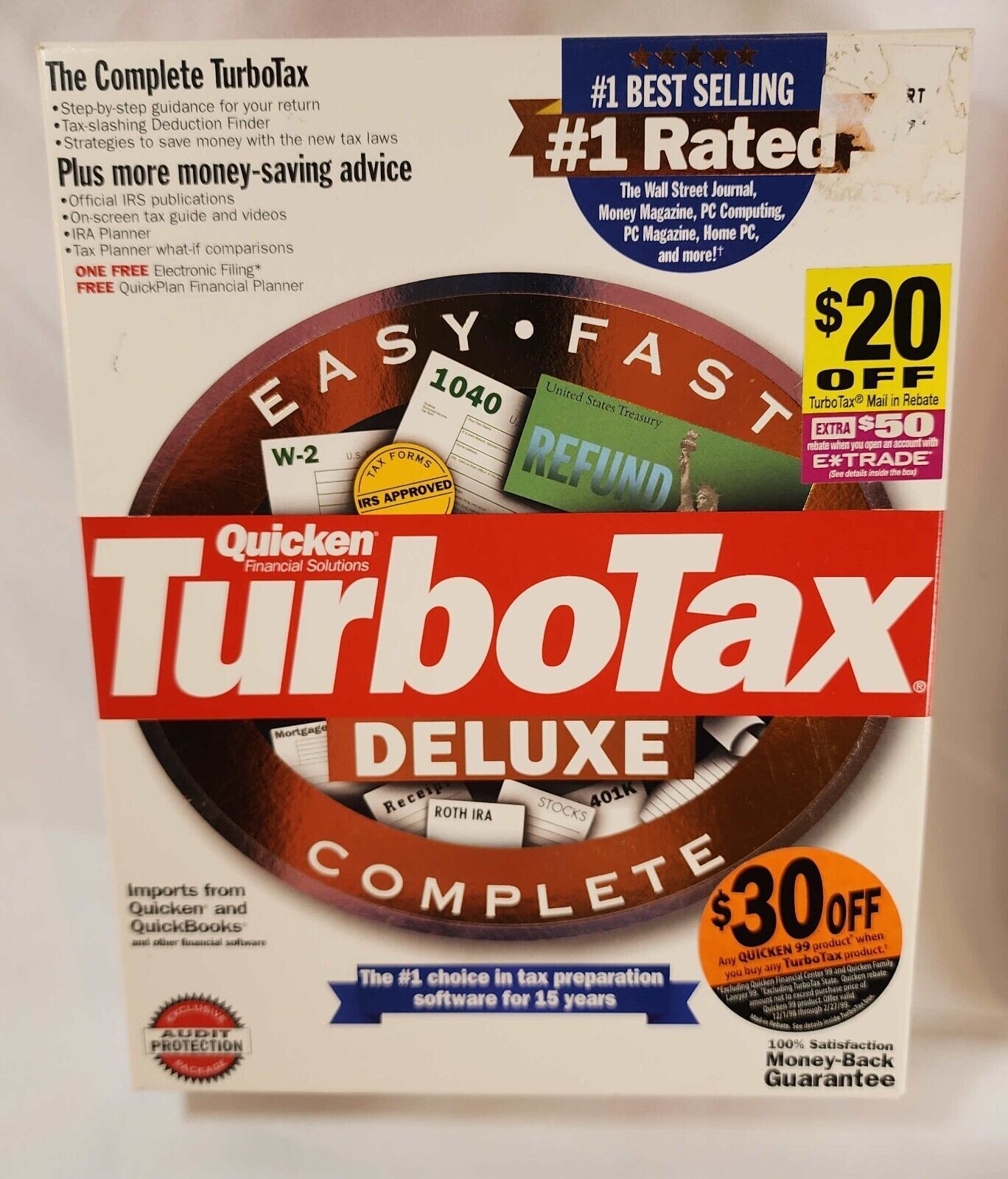 TurboTax Deluxe for Tax Years 1998 & 1999 Windows 3.1 95 98 NT CDROM