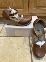 Birkenstock Papillio Mary Ring Buckle Cognac Brown Wedge Sandals Size 8 ... - $133.40