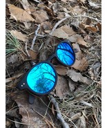 Black Wood Sunglasses with Blue Reflective Polarized Lenses, Sandalwood - $65.00