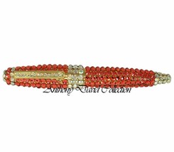 Coral Crystal Ball Point Metal Writing Pen with Swarovski Crystals - £21.35 GBP