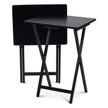 Folding TV Tray Tables with Compact Storage Rack 2 Piece Set - £173.04 GBP