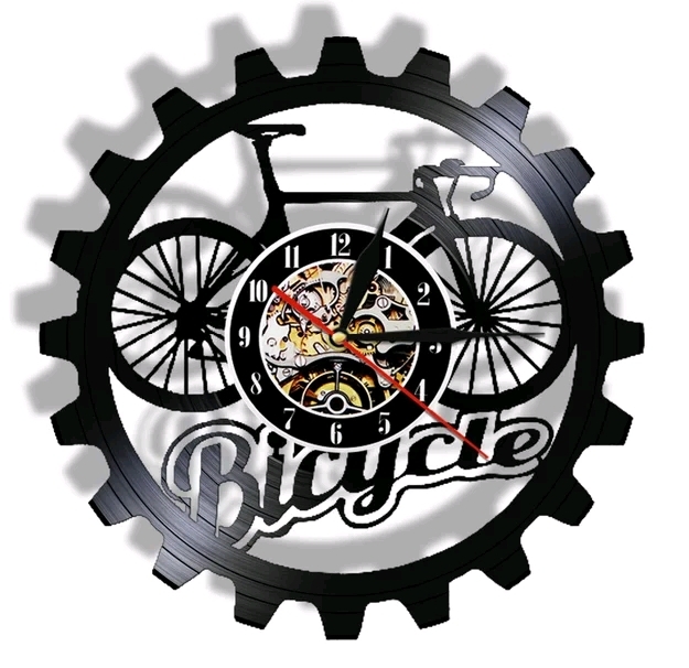 Vinyl Wall Clock Bicycle Ride Hobby Home Office Decor Gift - $38.99+