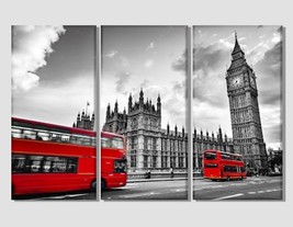 3 Panel 60&quot;x40&quot; London Bus Canvas Print Black and White Canvas Art London Art - £133.49 GBP