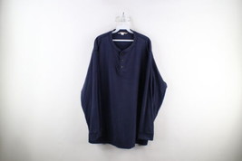Vintage 90s Woolrich Mens XL Distressed Blank Long Sleeve Henley T-Shirt Blue - £27.79 GBP