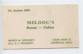 Mildoc's Rooms Cabins Business Card Centerville Massachusetts 1940's - $17.82