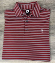 FootJoy Men&#39;s Red and Black Striped Short Sleeve Golfing Golf Polo Shirt Large - £17.80 GBP
