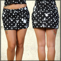 Lip Service Paint Splatter Polka Dots Distressed Stretch Womens Mini Skirt Black - £35.96 GBP