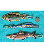 THREE (3) - EMBROIDEDED FISH KEYCHAINS - WAHOO, COBIA &amp; BASS - FISHING -... - $10.17 CAD