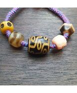 Bracelet de perles Dzi 9 yeux fait main cordon multicolore - bracelet de... - $43.85