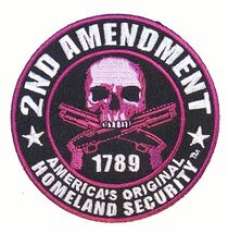 DELUXE EMBRODIERED 2ND AMENDMENT PA7060 PURPLE SKULL SECURITY PATCH gun ... - $9.49