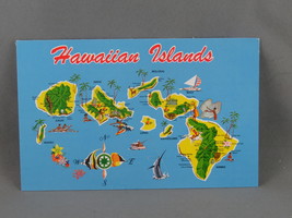 Vintage Postcard - Map of Hawaii Cartoon Graphic - Hawaiian Services Inc. - £11.77 GBP