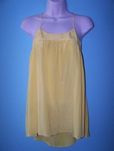 GEREN FORD  Spaghetti Straps 100% Silk Asymmetrical Hem Sheer Yellow Top... - £46.36 GBP