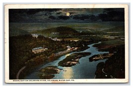 Moonlight on Delaware River Delaware Water Gap Pennsylvania PA WB Postcard N20 - $3.91