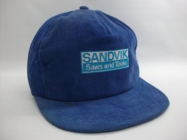Sandvik Saws Tools Hat Vintage Blue Corduroy Snapback Trucker Cap - £23.91 GBP