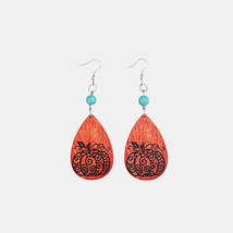 Turquoise Wooden Pumpkin Teardrop Earrings - $20.95