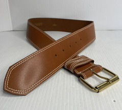 Linda Allard For Ellen Tracy size 12 genuine leather belt Ran Top Stitched - £11.65 GBP